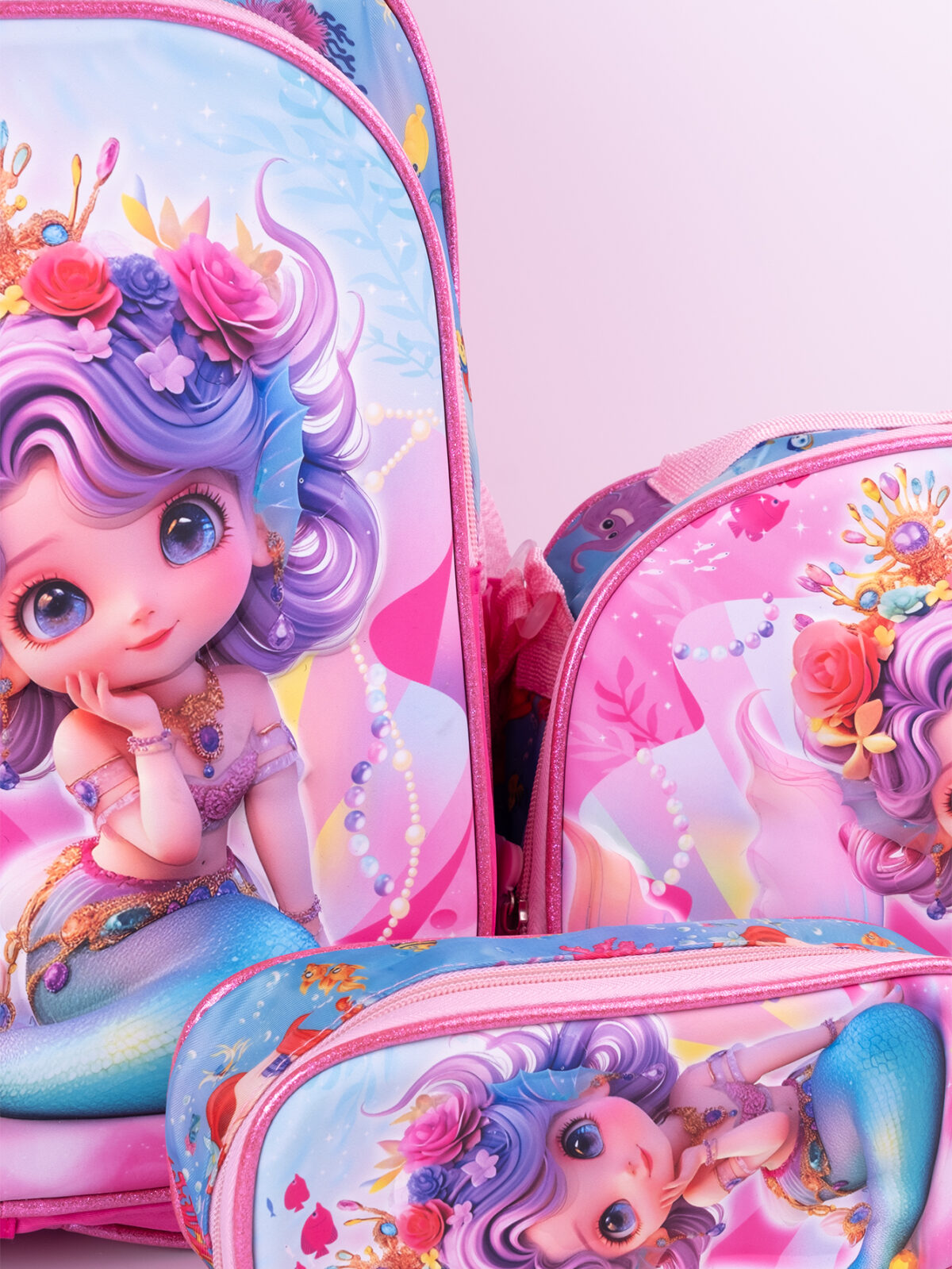 Kit 3 Mochilas Infantil Escolar 3d Com Lancheira Termica e Estojo Tam G REF 1601 - Imagem 5
