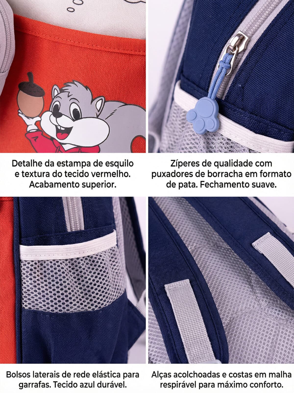 Mochila Infantil Escolar de Nylon C/Estojo Tam P Creche Pré-Escola REF C-1045 - Imagem 9