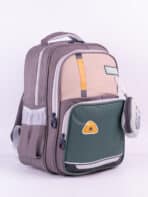Mochila Escolar Colorblock Moderna Espaçosa Com Acessório Fofo Alça Confortável - Imagem 3