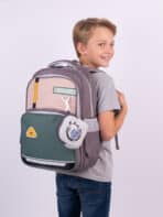 Mochila Escolar Colorblock Moderna Espaçosa Com Acessório Fofo Alça Confortável - Imagem 2