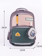 Mochila Escolar Colorblock Moderna Espaçosa Com Acessório Fofo Alça Confortável - Imagem 9
