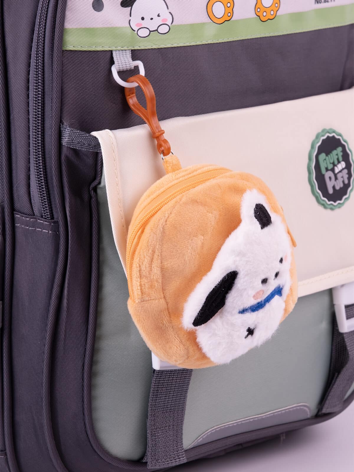 Mochila Escolar Casual Kawaii Com Pingente De Pelúcia Multi Bolsos Grande Capacidade - Imagem 6