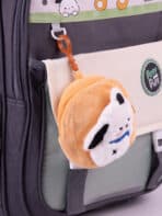 Mochila Escolar Casual Kawaii Com Pingente De Pelúcia Multi Bolsos Grande Capacidade - Imagem 6