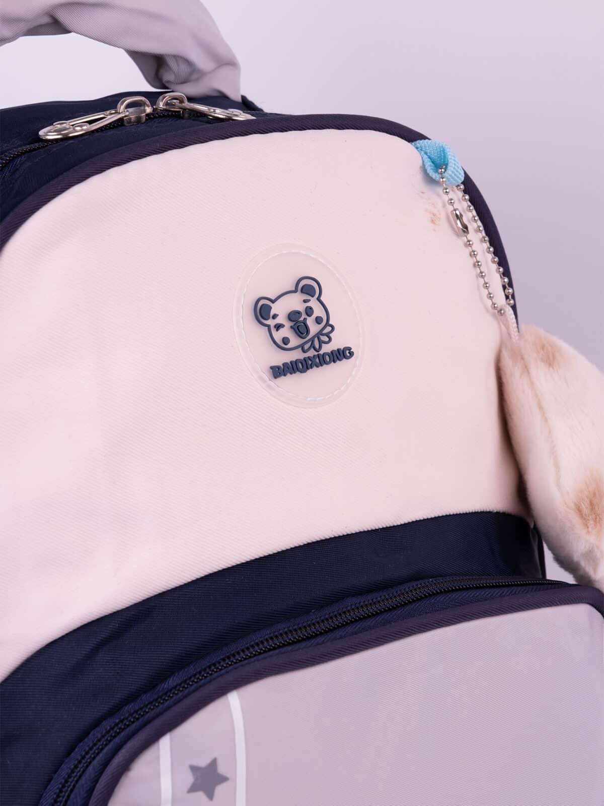 Mini Mochila Escolar Kawaii Ursinho Estrelas Com Pingente De Pelúcia Para Menino e Menina - Imagem 5
