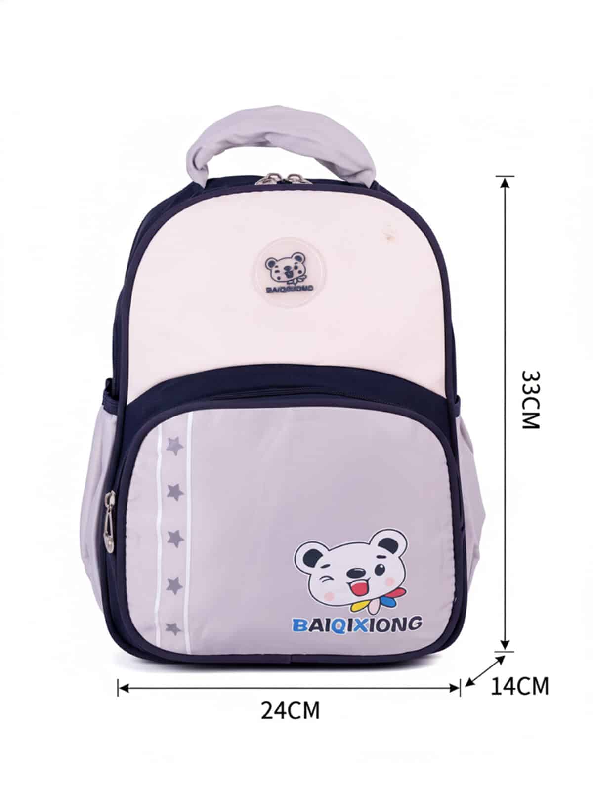 Mini Mochila Escolar Kawaii Ursinho Estrelas Com Pingente De Pelúcia Para Menino e Menina - Imagem 8
