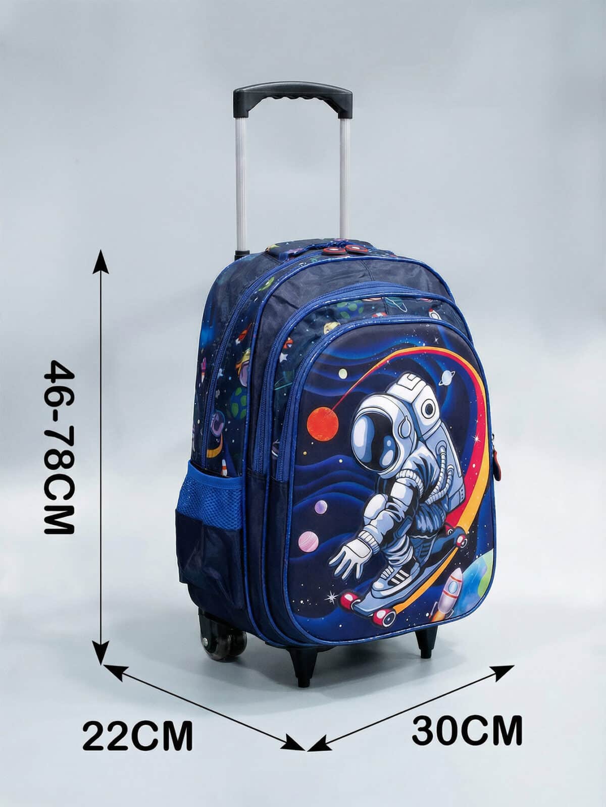 Kit Mochila De Carrinho Escolar Infantil Estampada Tam G Grande 2 em 1 Costas e Carrinho 1701 - Imagem 3