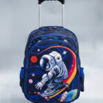 Kit Mochila De Carrinho Escolar Infantil Estampada Tam G Grande 2 em 1 Costas e Carrinho 1701
