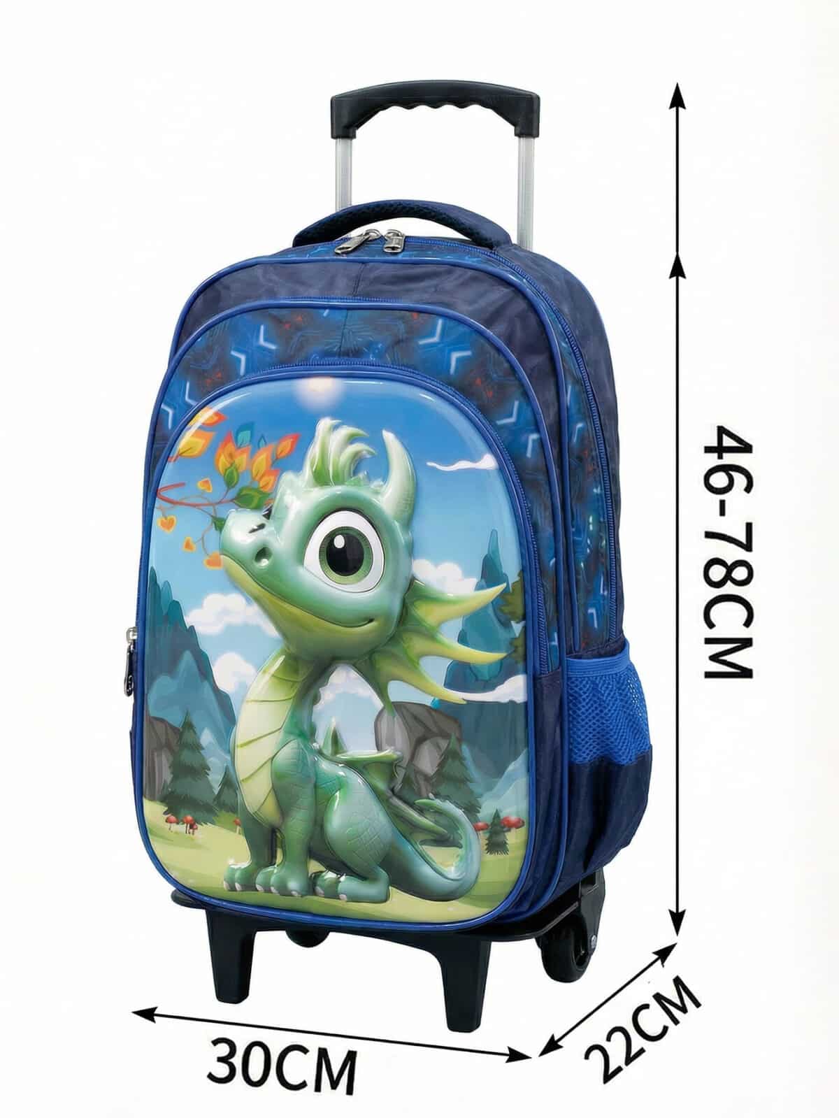 Kit Mochila De Carrinho Escolar Infantil Estampada Tam G Grande 2 em 1 Costas e Carrinho 408 - Imagem 4