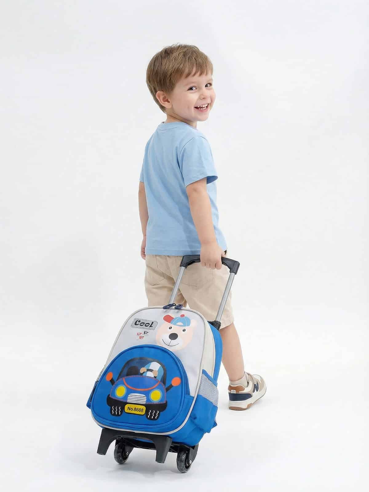 Kit Mochila Escolar Infantil Estampada Personagem Tam P com rodinhas C-1046 - Imagem 3