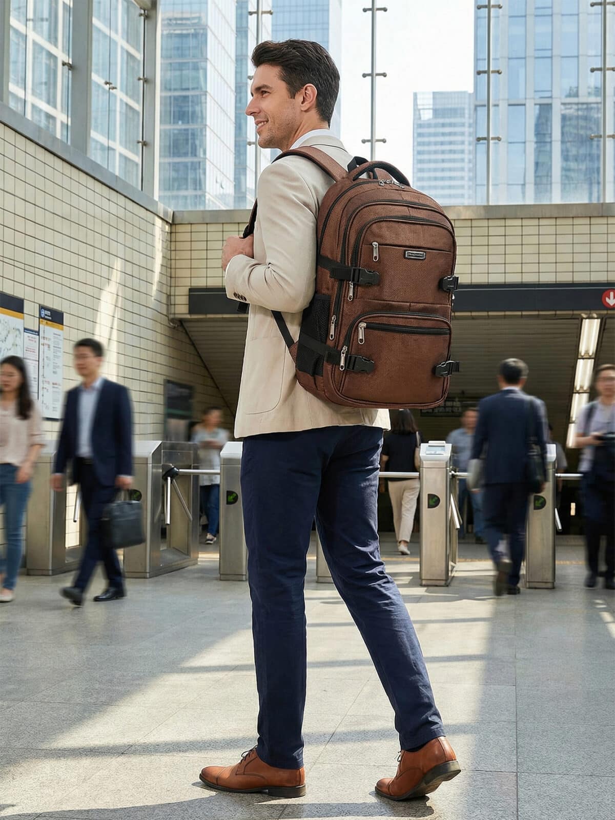 Mochila De Costas Executiva Reforçada Viagem Grande Capacidade Multi-bolsos Notebook - Imagem 4