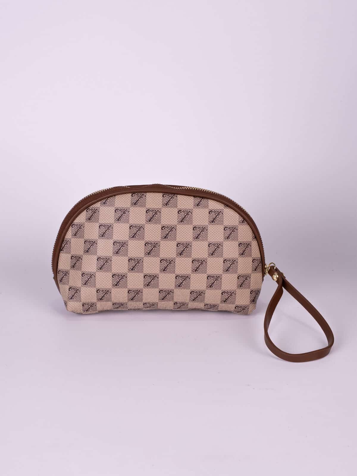 Conjunto Bolsa Tote De Ombro Estampa Monograma Vintage Elegante Com Estojo E Pingente - Imagem 6