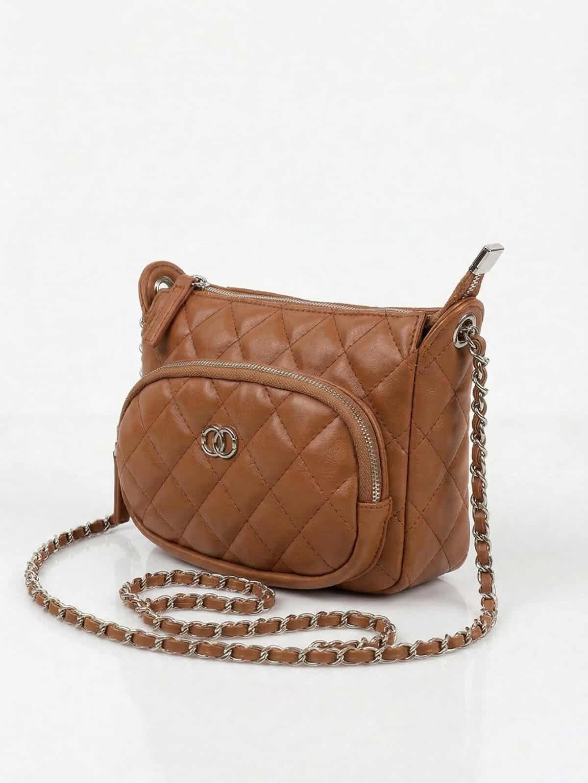 Bolsa Transversal Matelassê Minimalista Elegante Com Corrente Estilo Old Money - Imagem 2