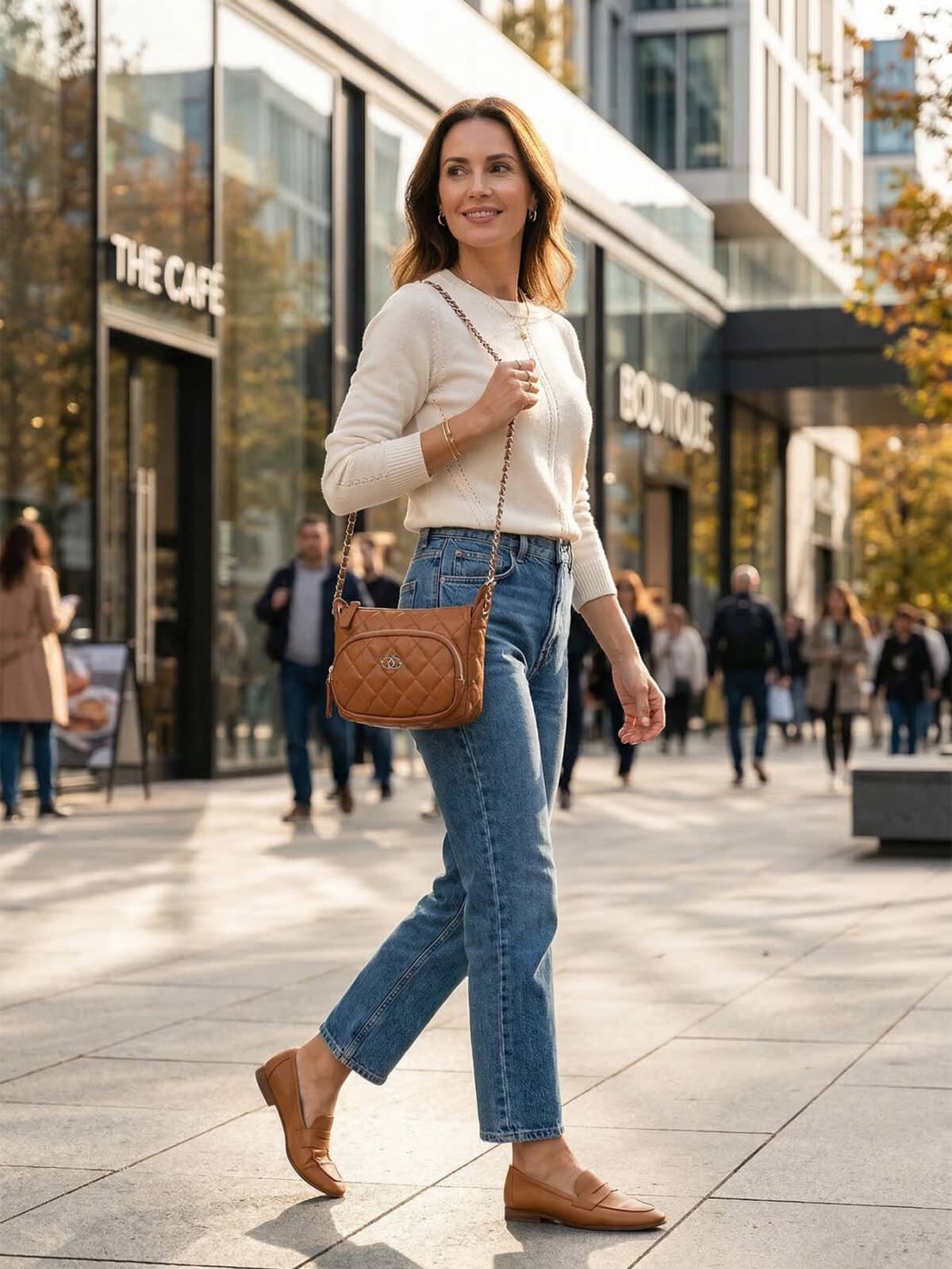 Bolsa Transversal Matelassê Minimalista Elegante Com Corrente Estilo Old Money - Imagem 4