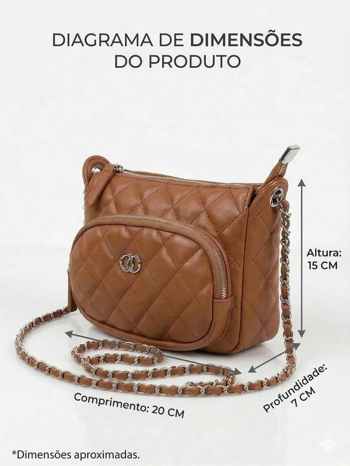 Bolsa Transversal Matelassê Minimalista Elegante Com Corrente Estilo Old Money - Imagem 6