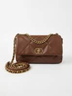 Bolsa De Ombro Flap Acolchoada Minimalista Elegante Com Corrente Dourada Estilo Old Money