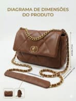 Bolsa De Ombro Flap Acolchoada Minimalista Elegante Com Corrente Dourada Estilo Old Money - Imagem 7