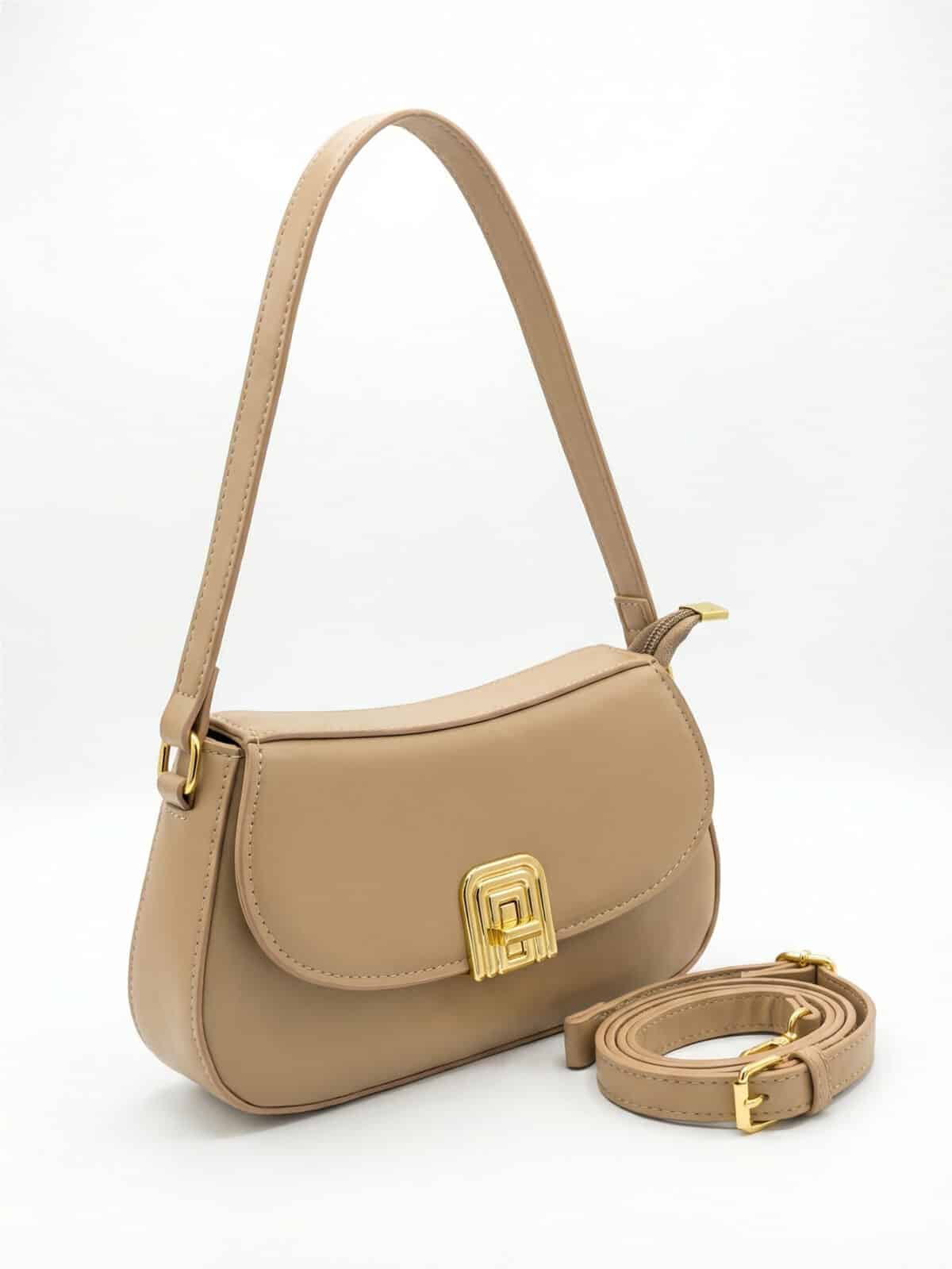Bolsa De Ombro Underarm Estilo Old Money Minimalista Cor Sólida Com Fecho De Metal - Imagem 2