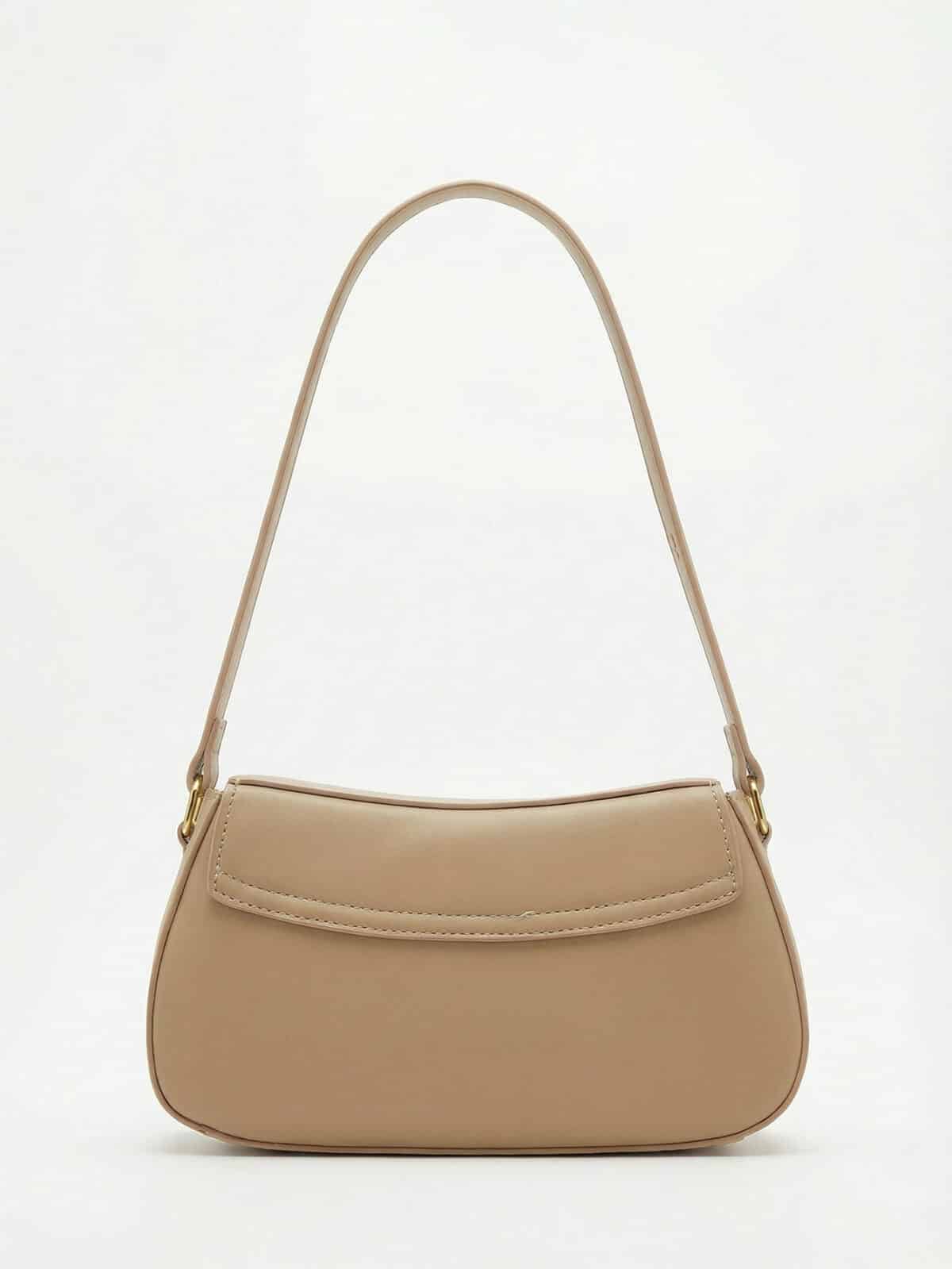 Bolsa De Ombro Underarm Estilo Old Money Minimalista Cor Sólida Com Fecho De Metal - Imagem 3
