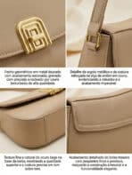 Bolsa De Ombro Underarm Estilo Old Money Minimalista Cor Sólida Com Fecho De Metal - Imagem 6