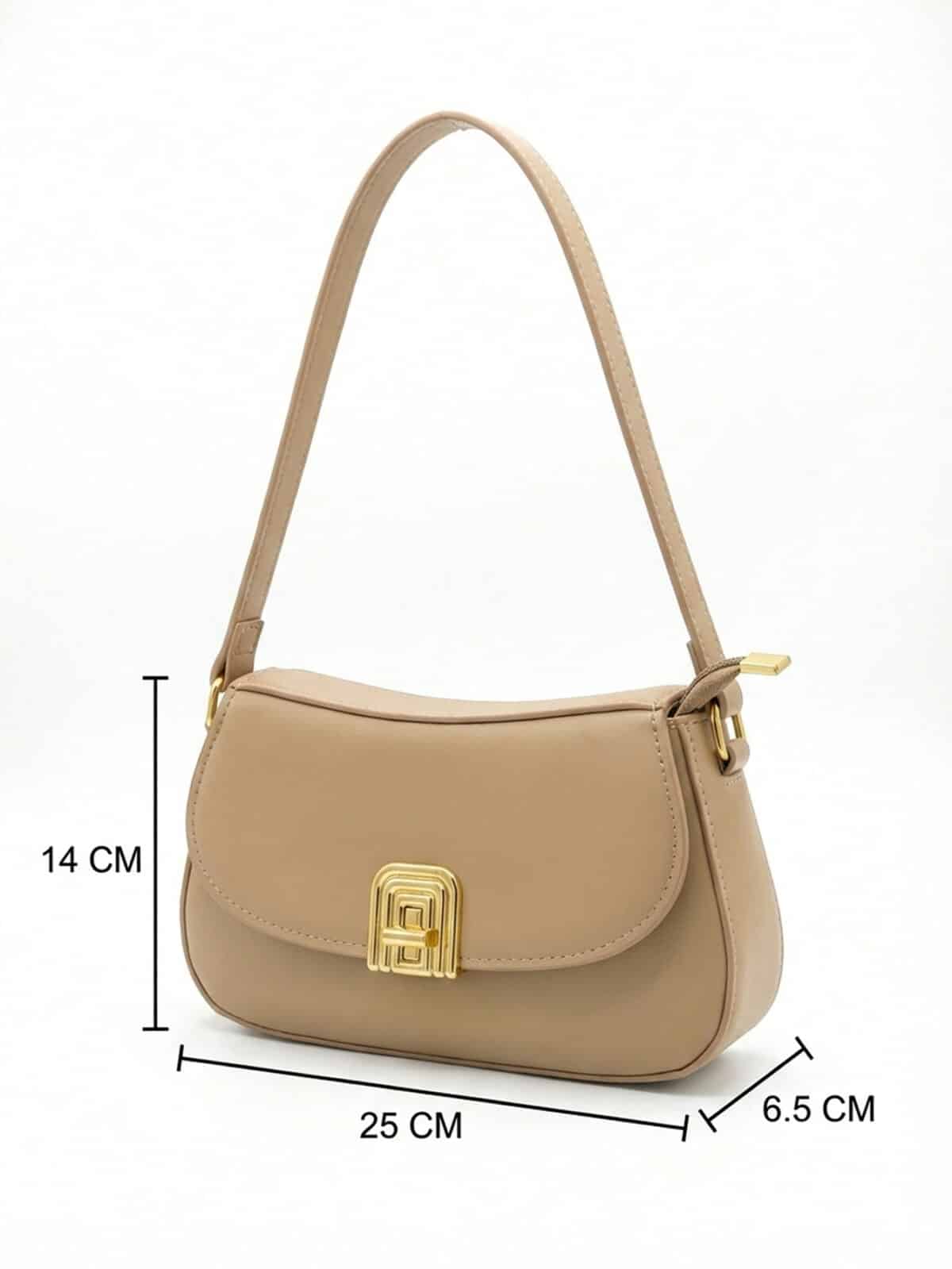 Bolsa De Ombro Underarm Estilo Old Money Minimalista Cor Sólida Com Fecho De Metal - Imagem 7