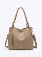 Bolsa De Ombro Hobo Minimalista Slouchy Detalhe Nó E Tassel Grande Capacidade