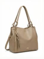 Bolsa De Ombro Hobo Minimalista Slouchy Detalhe Nó E Tassel Grande Capacidade - Imagem 2