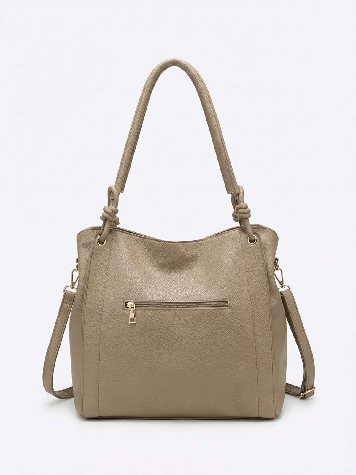 Bolsa De Ombro Hobo Minimalista Slouchy Detalhe Nó E Tassel Grande Capacidade - Imagem 3