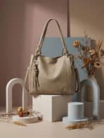 Bolsa De Ombro Hobo Minimalista Slouchy Detalhe Nó E Tassel Grande Capacidade - Imagem 5