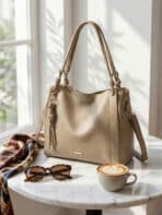 Bolsa De Ombro Hobo Minimalista Slouchy Detalhe Nó E Tassel Grande Capacidade - Imagem 7