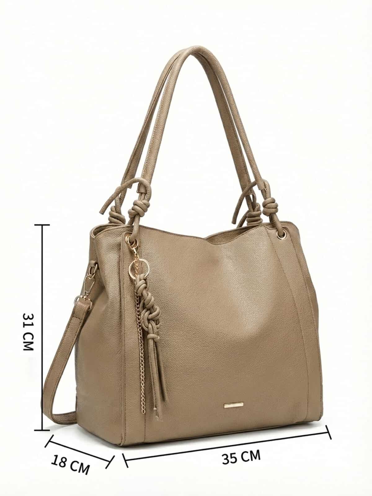 Bolsa De Ombro Hobo Minimalista Slouchy Detalhe Nó E Tassel Grande Capacidade - Imagem 8