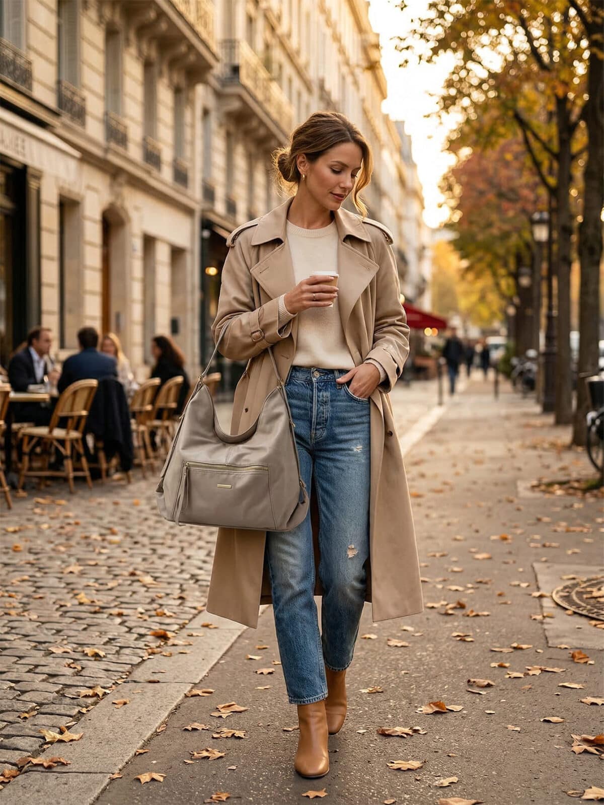 Bolsa De Ombro Hobo Minimalista Slouchy Grande Capacidade Casual Chic - Imagem 4