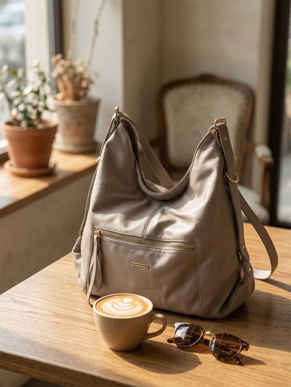 Bolsa De Ombro Hobo Minimalista Slouchy Grande Capacidade Casual Chic - Imagem 5