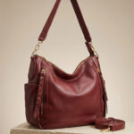 Bolsa De Ombro Hobo Couro De Ovelha Macio Textura Premium Retro Com Zíper Lateral