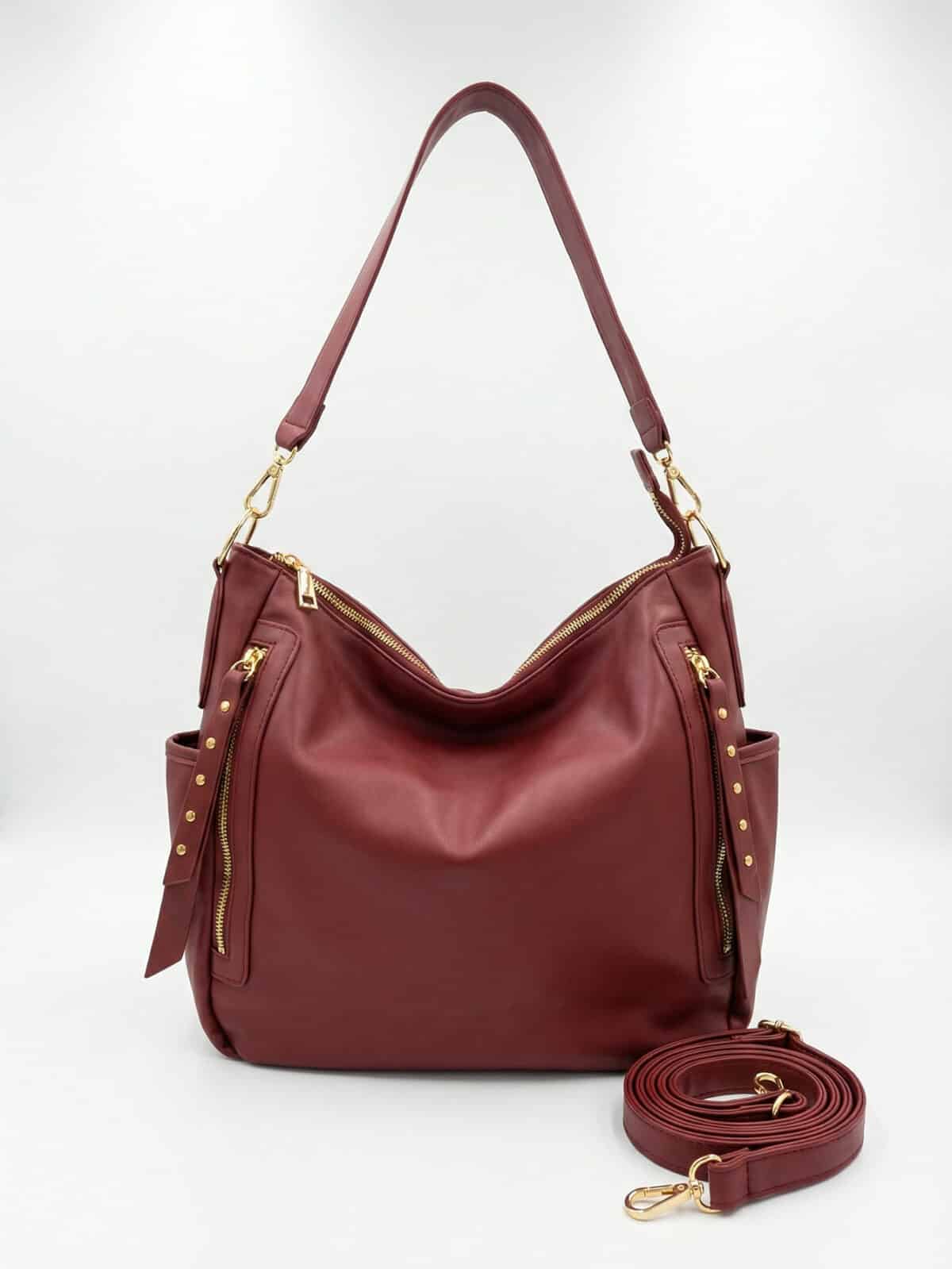 Bolsa De Ombro Hobo Couro De Ovelha Macio Textura Premium Retro Com Zíper Lateral - Imagem 2