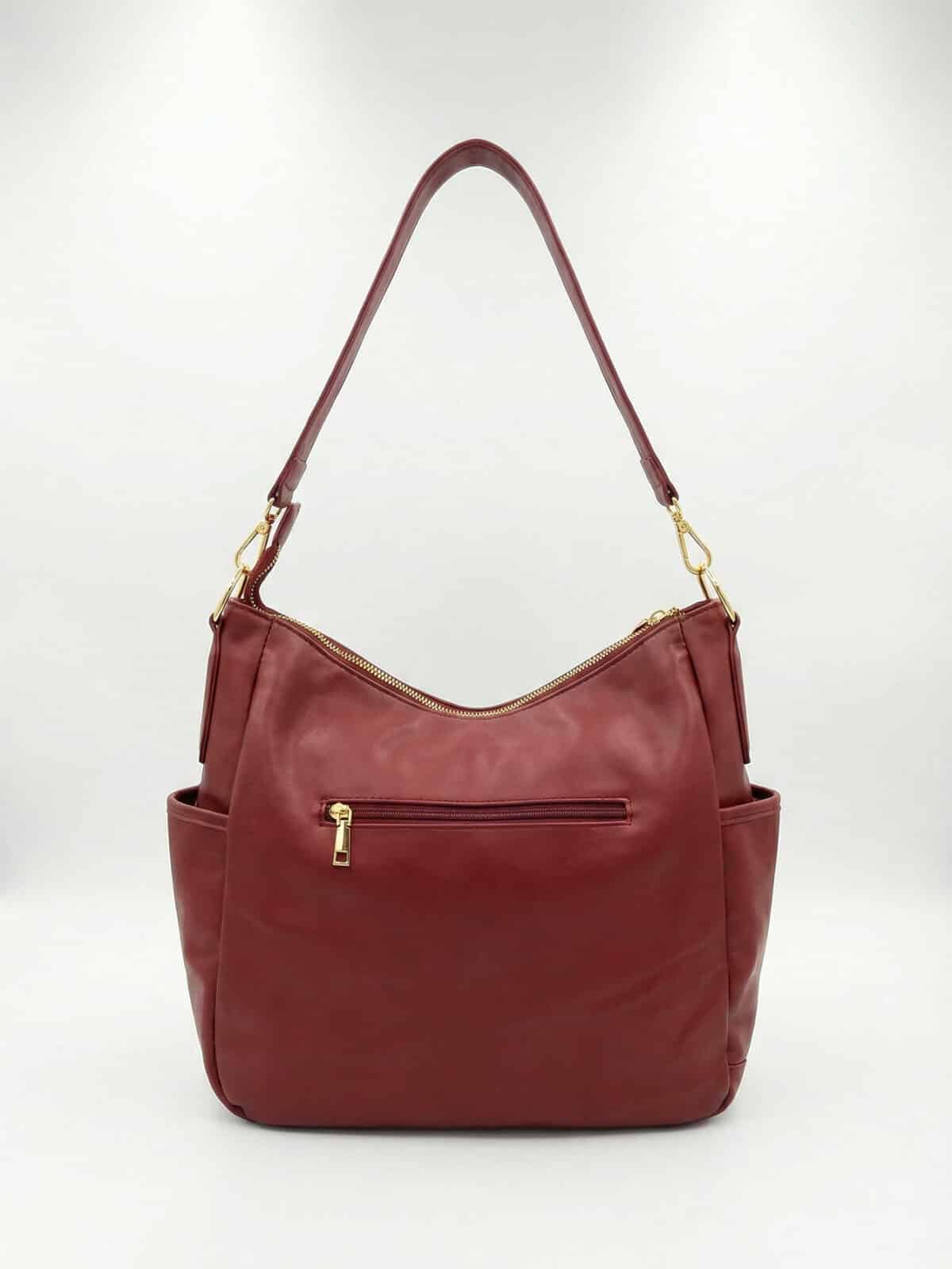 Bolsa De Ombro Hobo Couro De Ovelha Macio Textura Premium Retro Com Zíper Lateral - Imagem 3