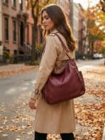 Bolsa De Ombro Hobo Couro De Ovelha Macio Textura Premium Retro Com Zíper Lateral - Imagem 5