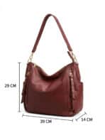 Bolsa De Ombro Hobo Couro De Ovelha Macio Textura Premium Retro Com Zíper Lateral - Imagem 7