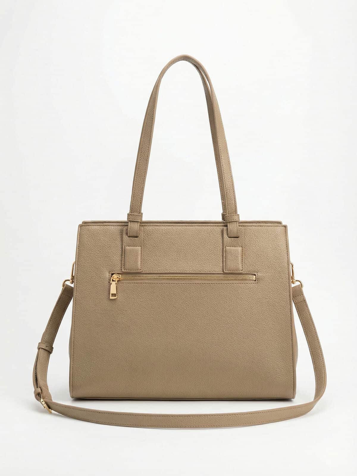 Bolsa De Ombro Tote Minimalista Estruturada Elegante Com Alça Ajustável Para Escritório Casual - Imagem 2