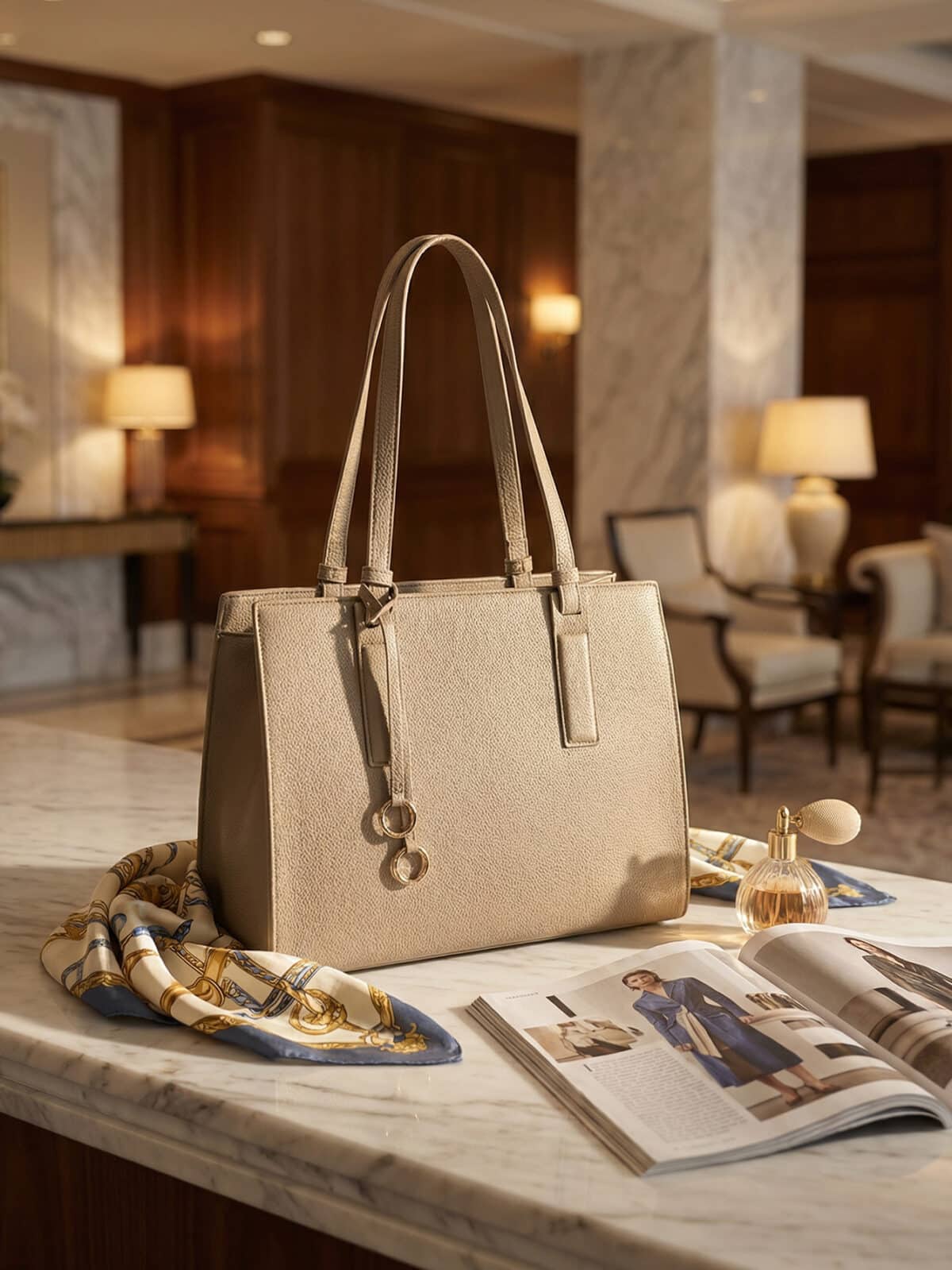 Bolsa De Ombro Tote Minimalista Estruturada Elegante Com Alça Ajustável Para Escritório Casual - Imagem 5