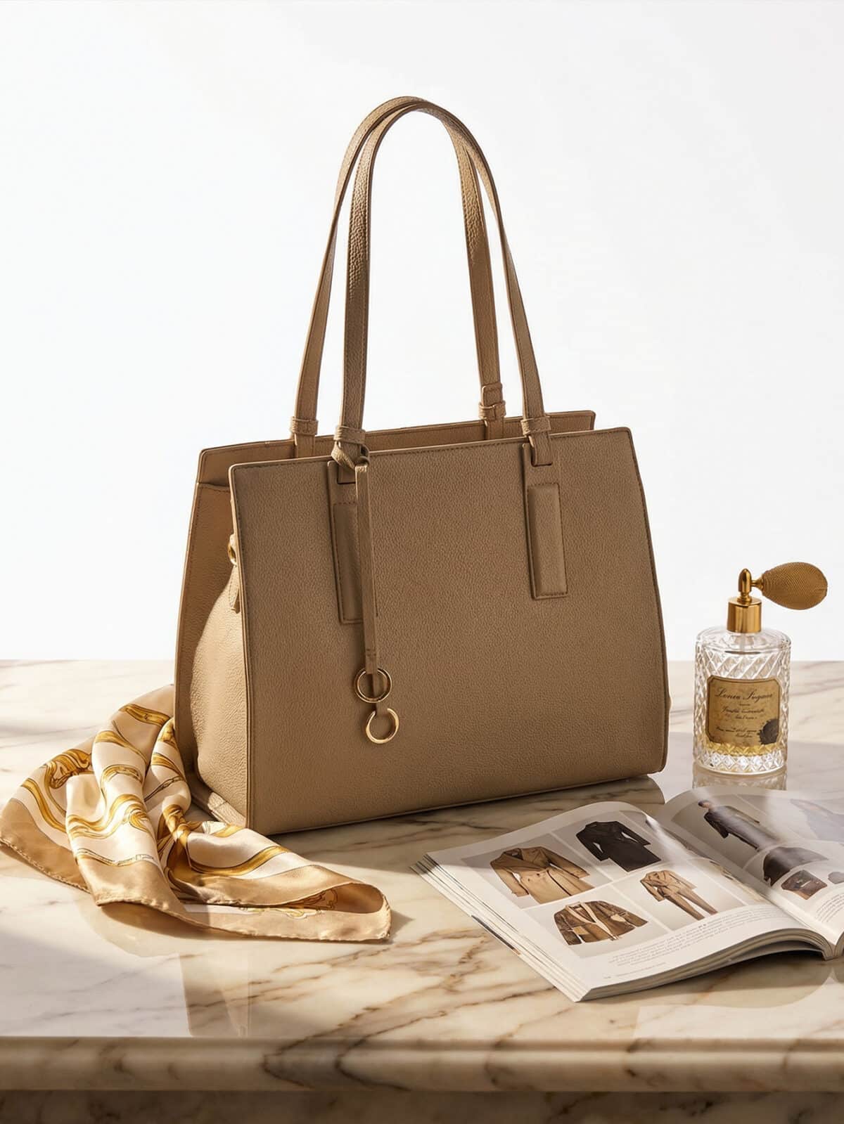 Bolsa De Ombro Tote Minimalista Estruturada Elegante Com Alça Ajustável Para Escritório Casual - Imagem 6