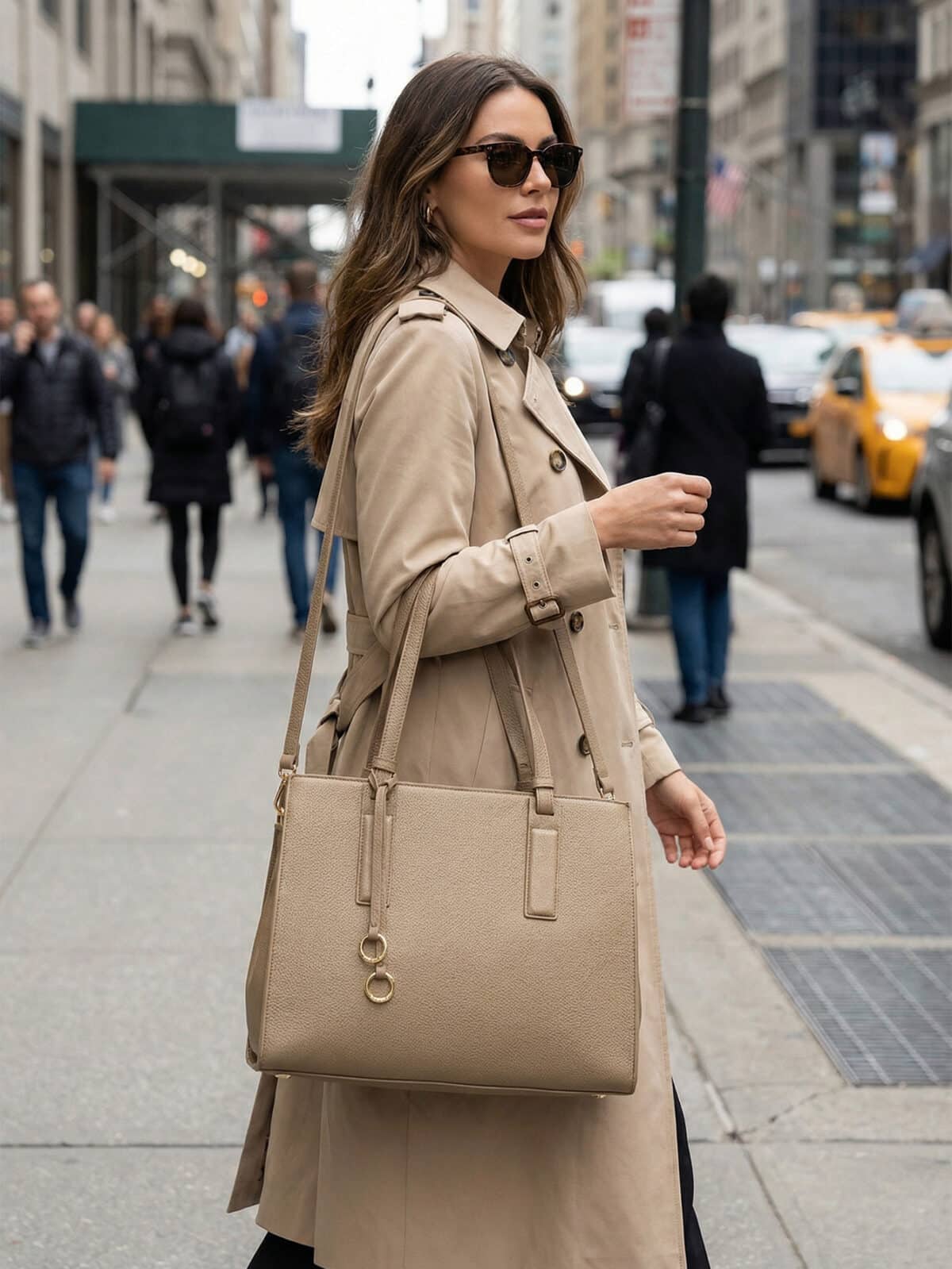 Bolsa De Ombro Tote Minimalista Estruturada Elegante Com Alça Ajustável Para Escritório Casual - Imagem 8