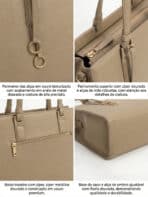 Bolsa De Ombro Tote Minimalista Estruturada Elegante Com Alça Ajustável Para Escritório Casual - Imagem 9
