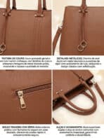 Bolsa De Ombro Tote Minimalista Estruturada Office Look Grande Capacidade - Imagem 8