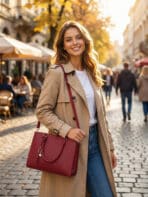 Bolsa De Ombro Tote Minimalista Texturizada Elegante Office Look Com Alça - Imagem 6