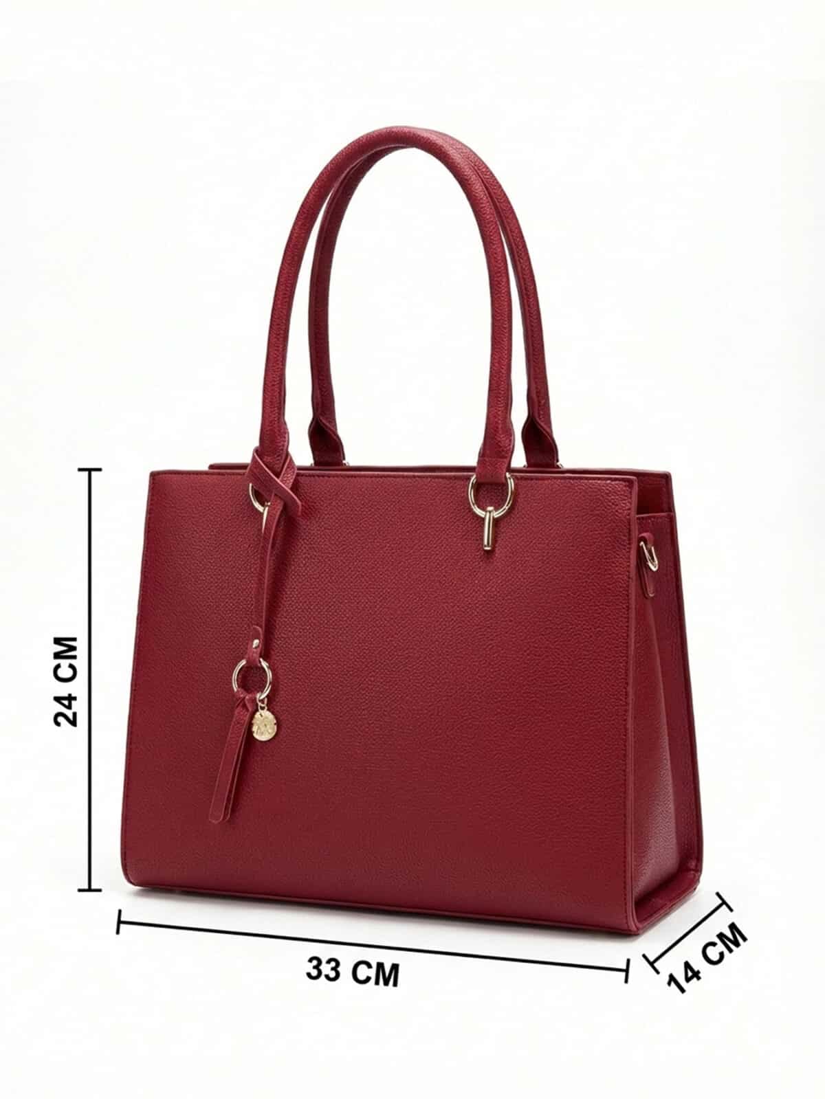 Bolsa De Ombro Tote Minimalista Texturizada Elegante Office Look Com Alça - Imagem 8