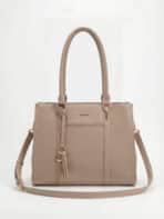 Bolsa De Ombro Tote Minimalista Estruturada Elegante Com Tassel Office Look