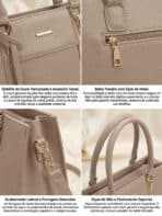 Bolsa De Ombro Tote Minimalista Estruturada Elegante Com Tassel Office Look - Imagem 5