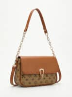 Bolsa De Ombro Vintage Estampa Monograma Retro Com Corrente Dourada Estilo Old Money - Imagem 2
