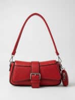 Bolsa De Ombro Baguette Y2K Texturizada Com Fivela E Porta Moedas Removível