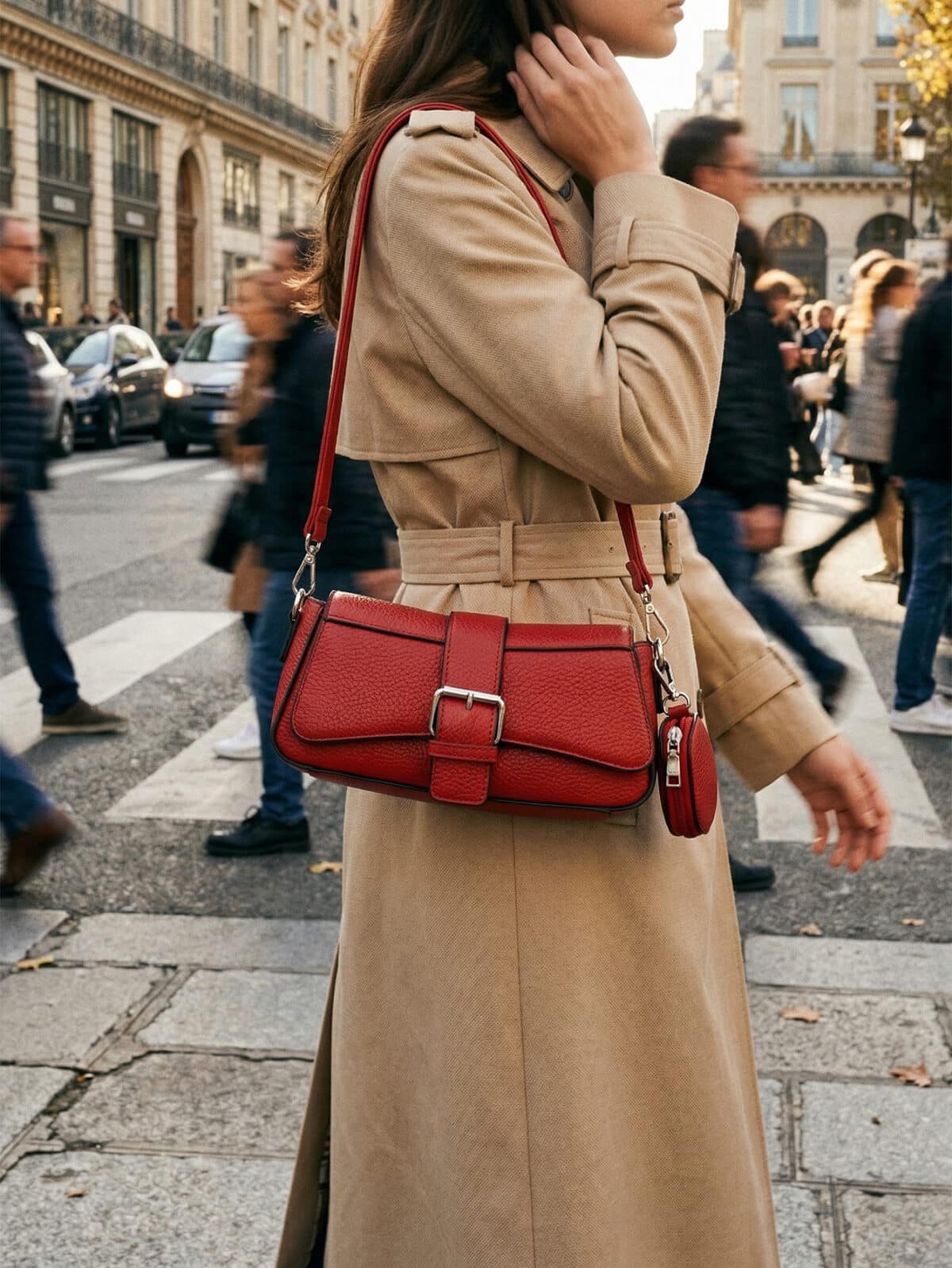 Bolsa De Ombro Baguette Y2K Texturizada Com Fivela E Porta Moedas Removível - Imagem 4